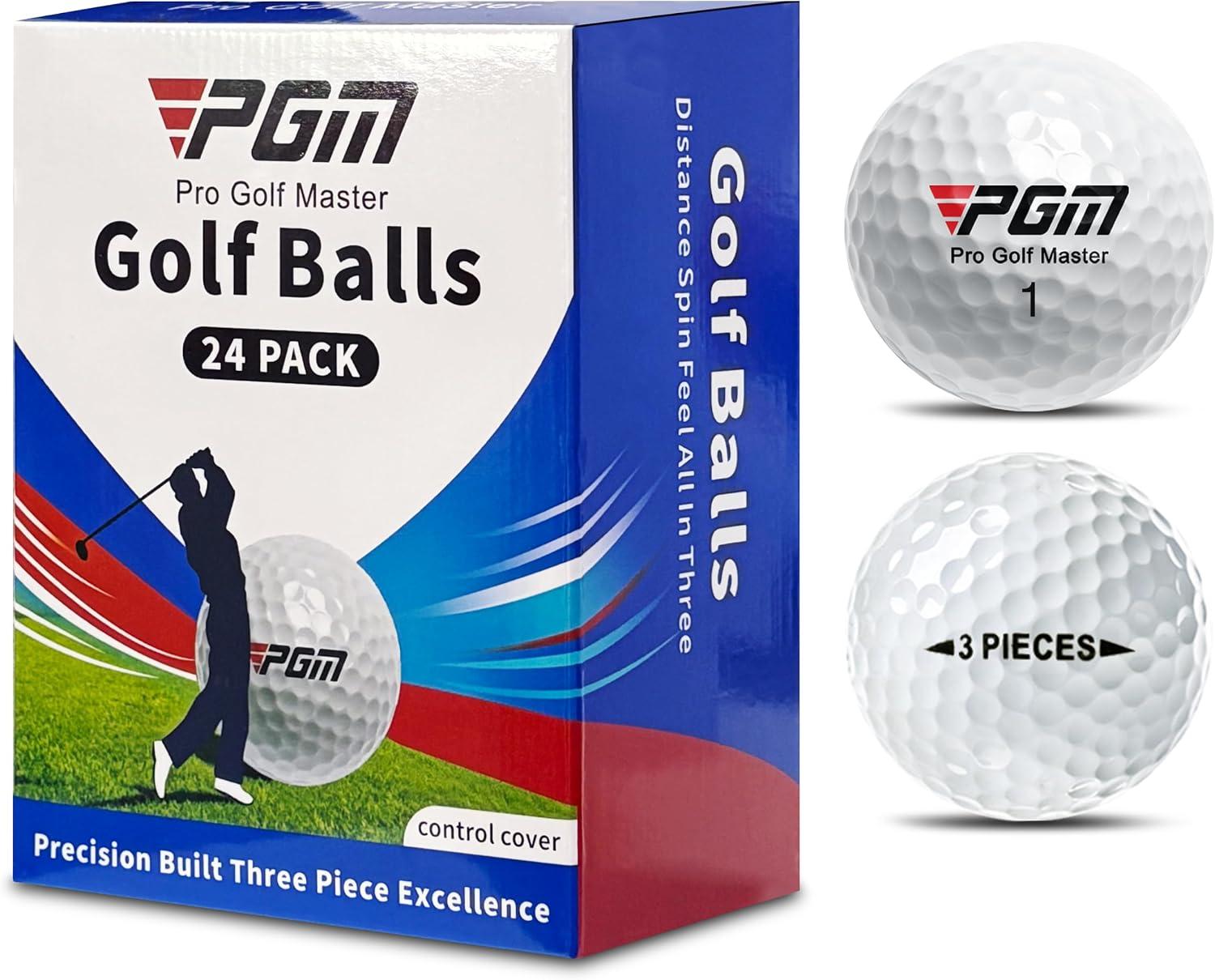 PGM 24 Pack 3-Piece Standard Golf Balls for Men and Women with High Spin
