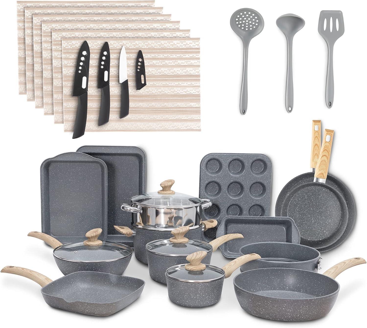 MAISON ARTS 30 Piece Induction Pots and Pans Set, Kitchen Cookware Sets