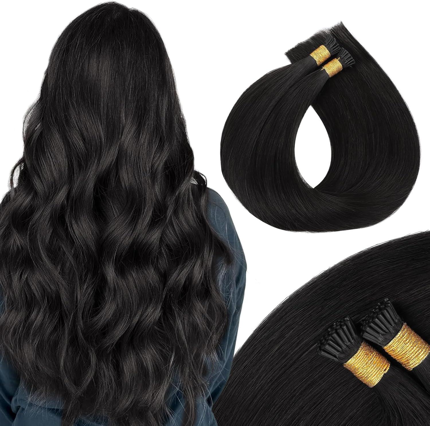 MAXITA I Tip Hair Extensions Real Human Hair, 14 Inch 100g 200 Strands
