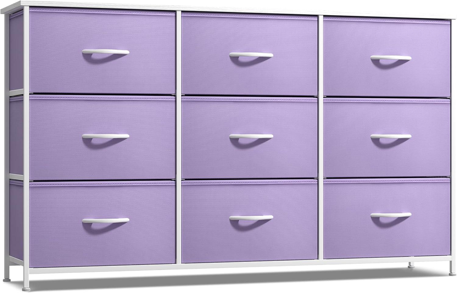 Sorbus 9-Drawer Kids Dresser for Bedroom, Wood Top (Purple)