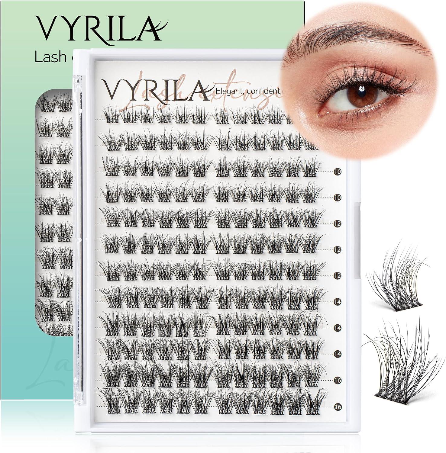 VYRILA Lash Clusters 144pcs Individual Lashes -Green Hush-D-0.05-8-16mix