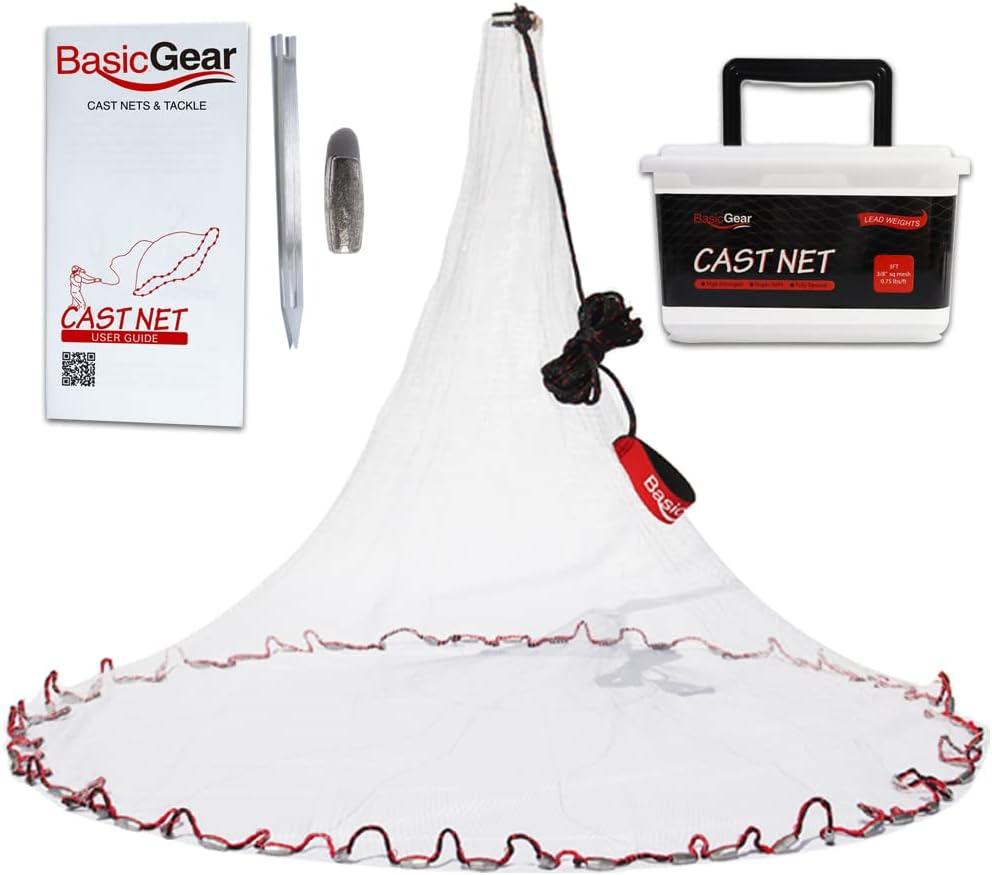 BasicGear® Cast Net, Lead, 3ft Radius, 3/8 in Mesh, for Bait Fish