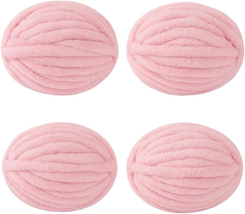 MARCYNMYA Chunky Yarn No7 Thick Yarn, 250 Grams- (Petal Pink, Pack of 4)