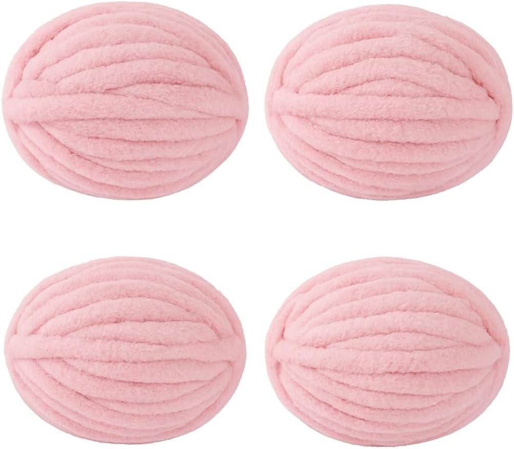 MARCYNMYA Chunky Yarn No7 Thick Yarn, 250 Grams- (Petal Pink, Pack of 4)