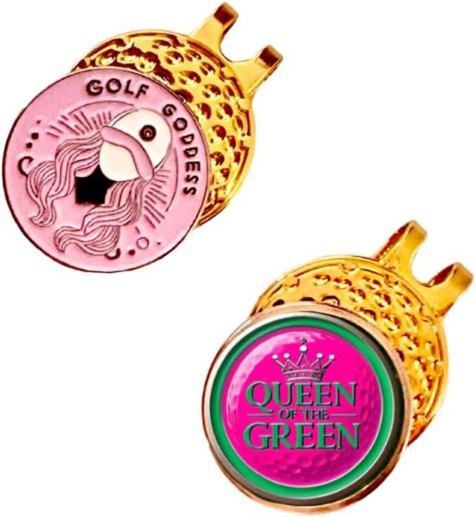 Ladies Golf Ball Markers with Magnetic Hat Clip – 2‑Pack Bundle, Elegant Designs, Strong Magnet, High Contrast - Ideal Gift for her