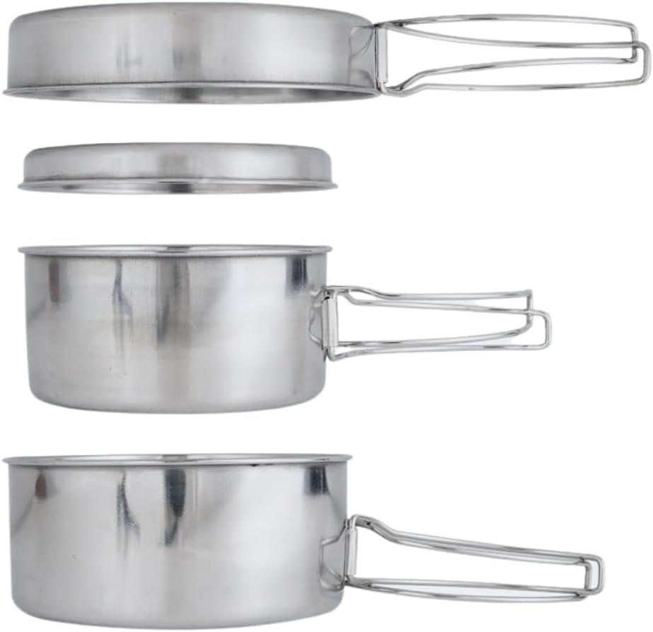 BeGrit Backpacking Camping Cookware Mini Picnic Camping Cooking Mess Kit with Pot and Pan Set for Hiking 4pcs Set
