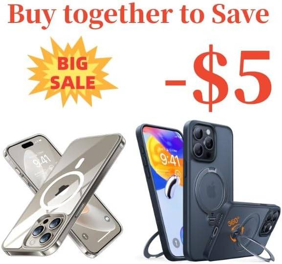 TORRAS Magnetic Shockproof & 360° Ostand Spin Case for iPhone 15 Pro