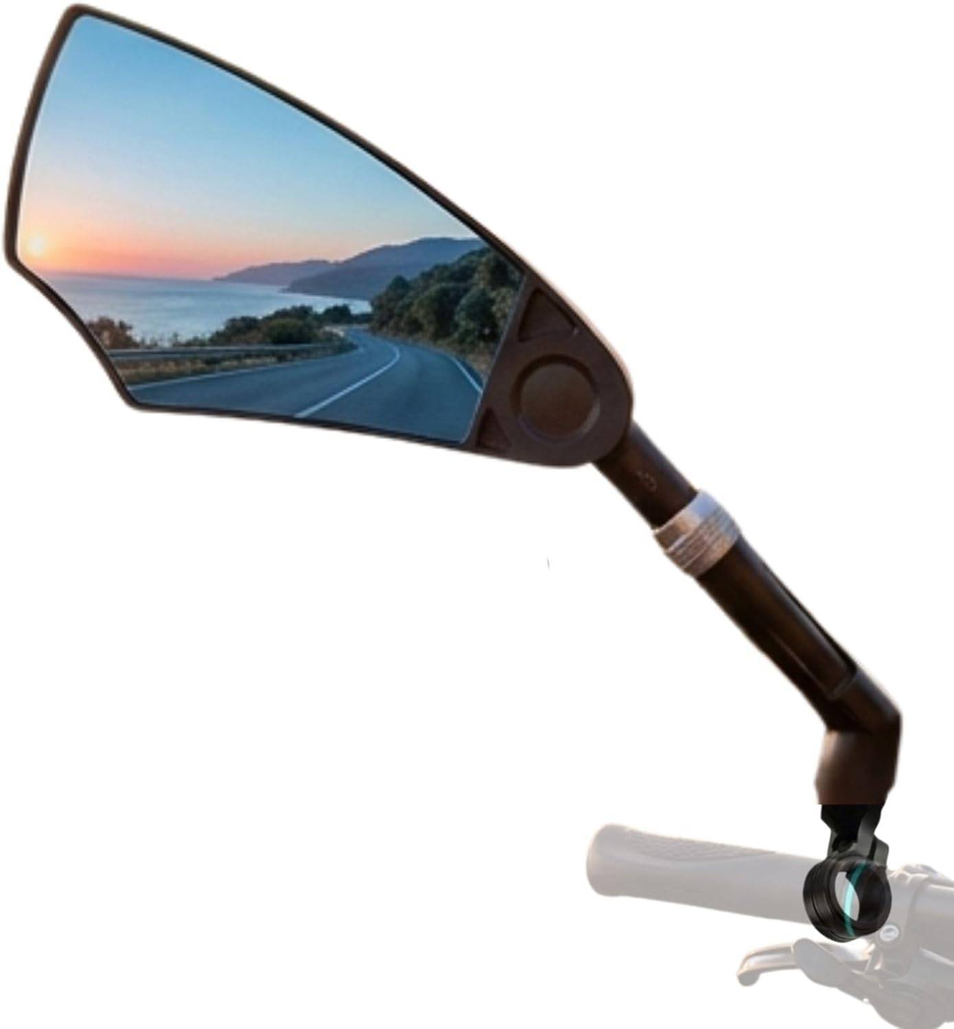aLLreLi Bike Mirror Left Side with Extendable Arm (5.9–7.9 in / 15–20 cm), HD Convex Glass Rear View Mirror, 360° Rotatable Mirror for Bicycles & E-Bikes, Fits 20–25 mm Flat Handle