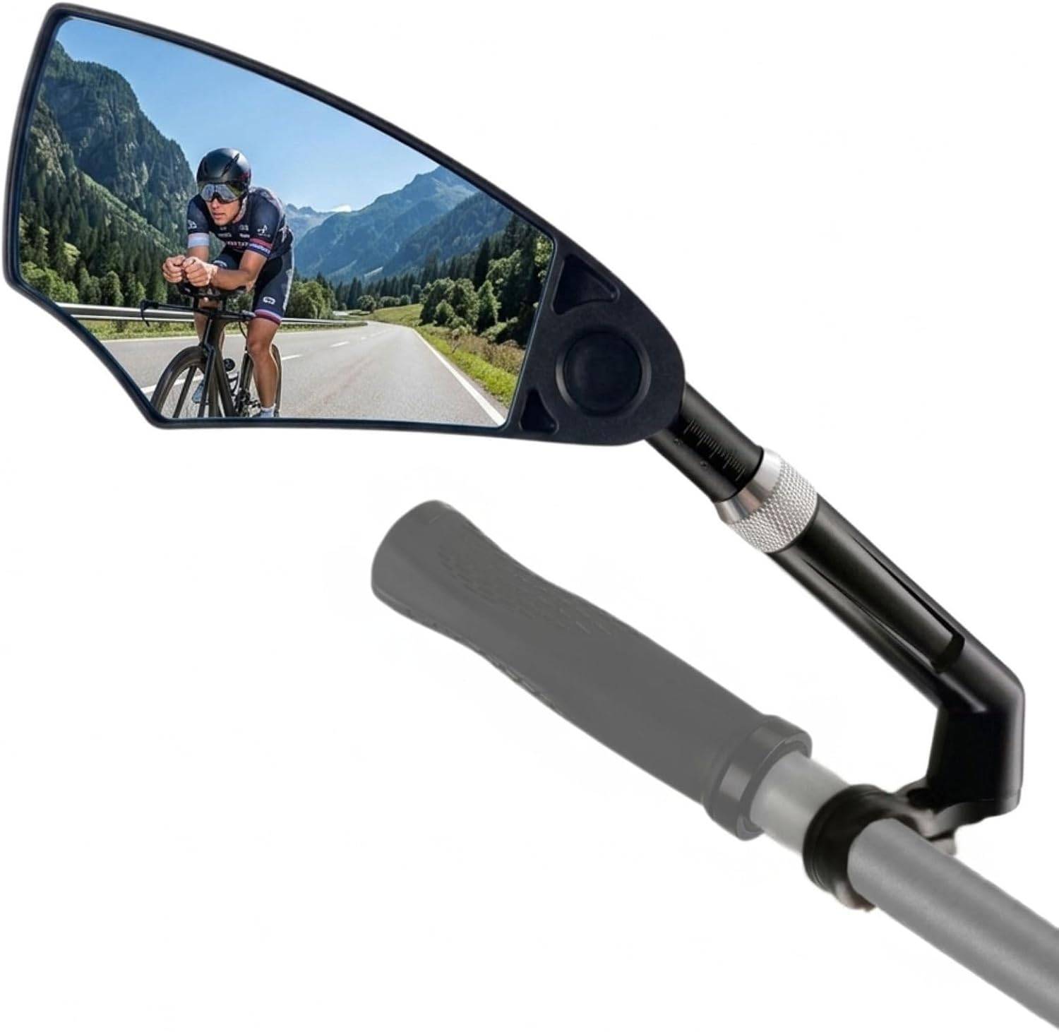 ESLIFE Bike Mirror Left, HD Convex Glass Rear View, Handlebar Mirror with Extendable Arm (5.9–7.9 in / 15–20 cm), 360° Rotatable Mirror for Bicycles, Fits 20–25 mm Flat Handlebars