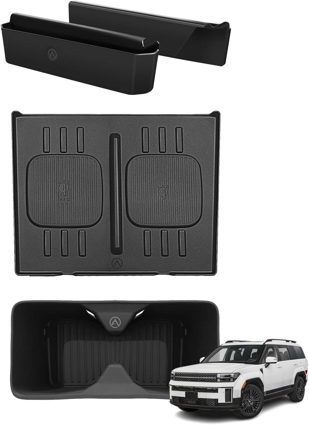 Muslogy Console Side Box & Mat & Cup Holder for 2024-2026 Hyundai Santa Fe