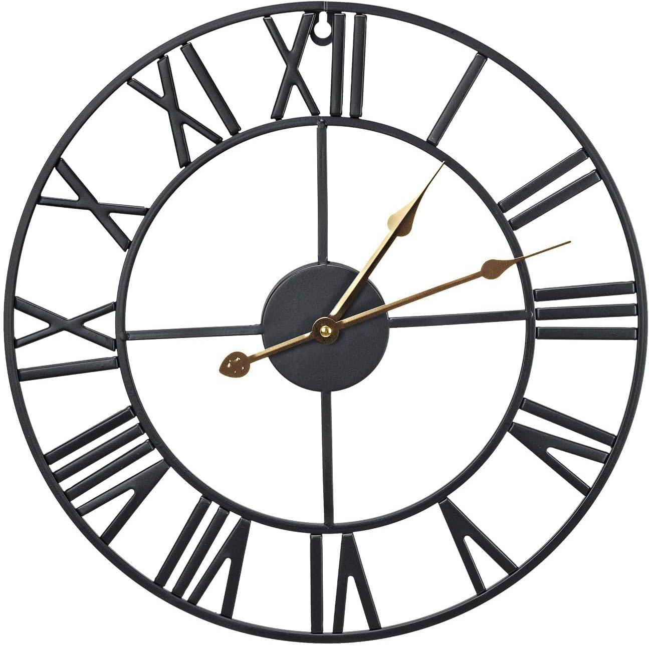Sorbus Big Wall Clock, Roman Numeral Decor, Battery Operated (16", Black)