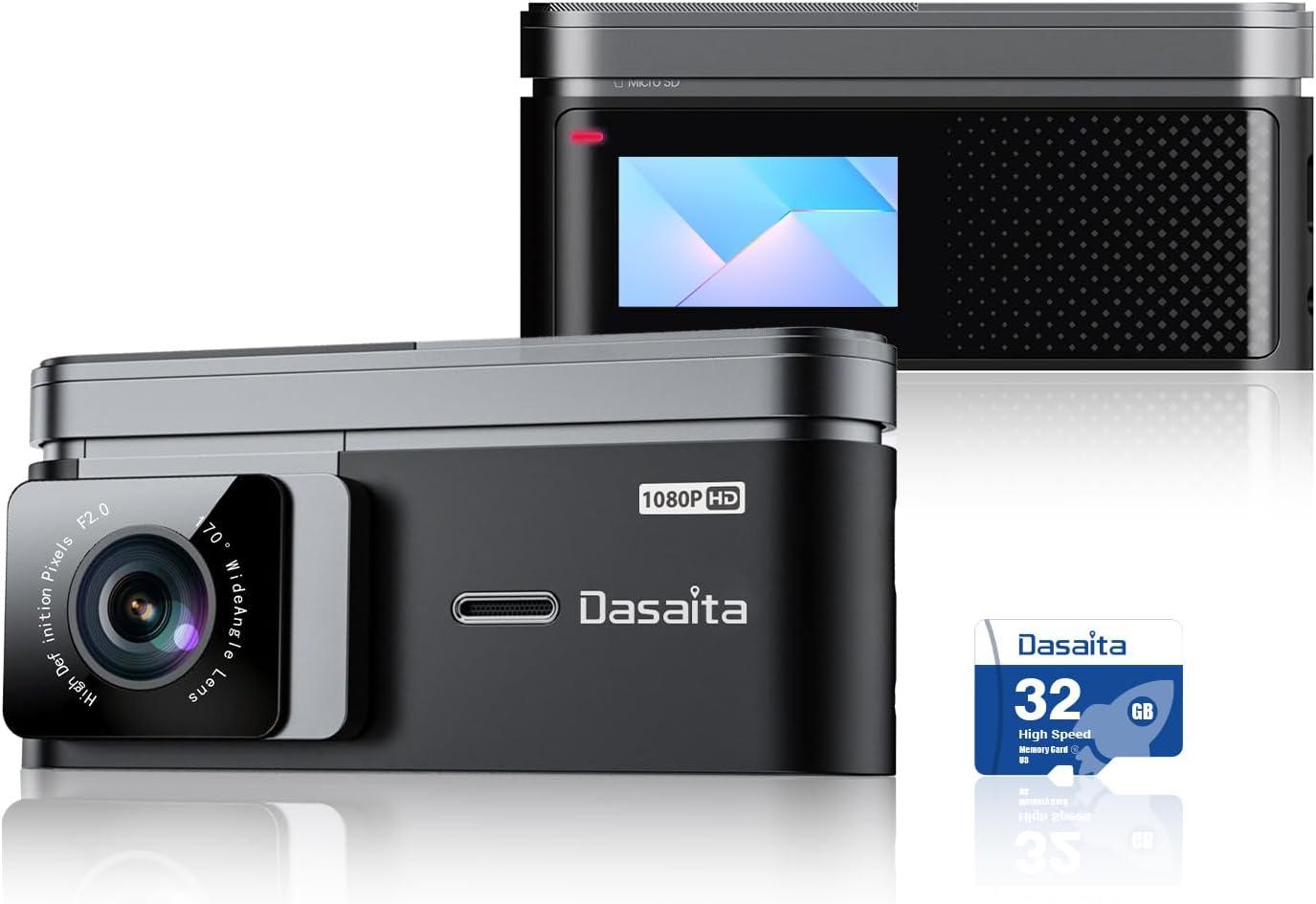 Dasaita USB Dash Cam 1080P Car Camera, Front Dash Camera for Android Car Stereo, with 1.47" IPS HD Display, 170°Wide Angle, WiFi, WDR, G-Sensor, Loop Recording, Free 32GB Card,Nigh