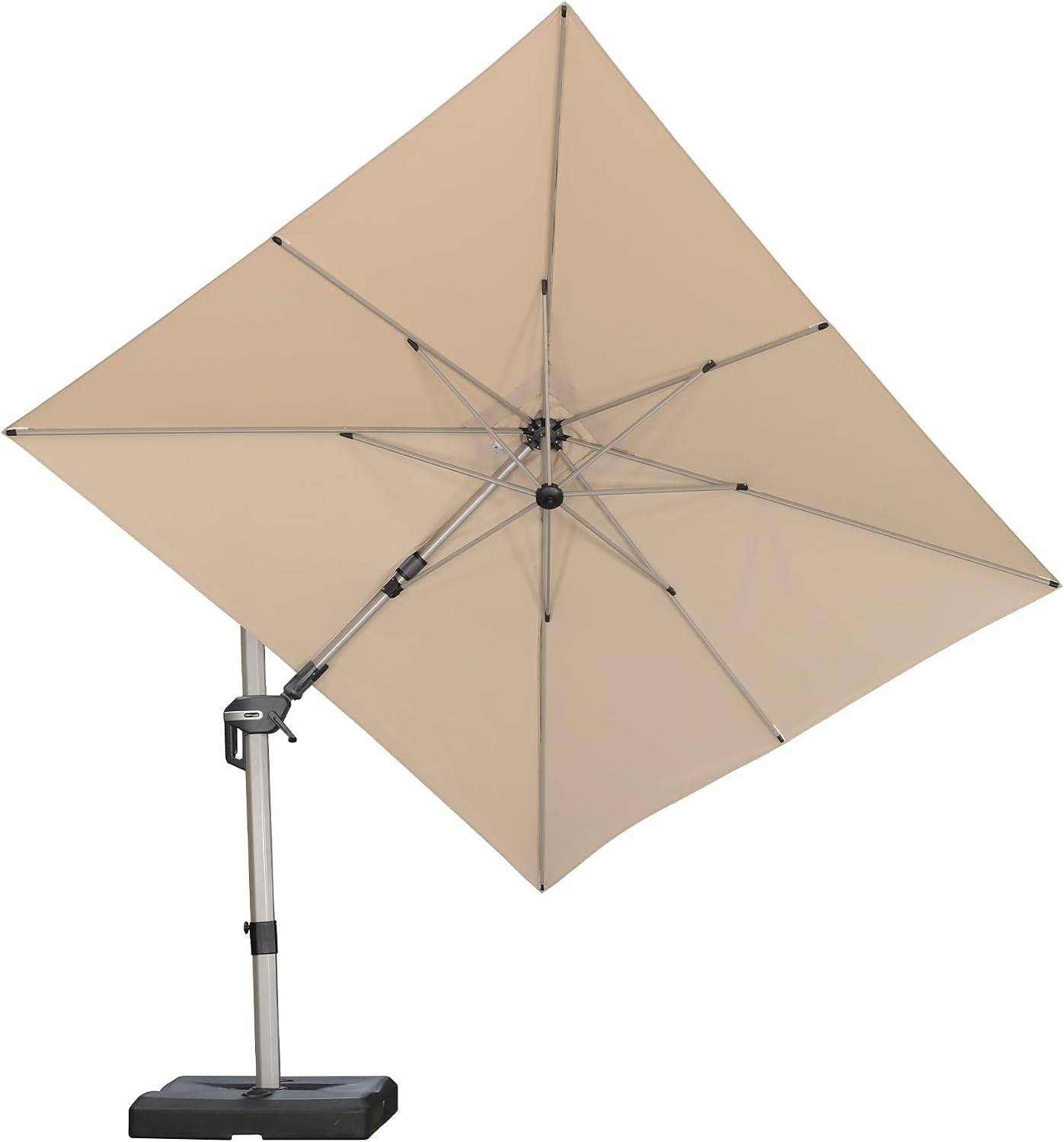 PURPLE LEAF Outdoor Umbrella 8' x 10' Left-right Tilting 360 Rotation Beige