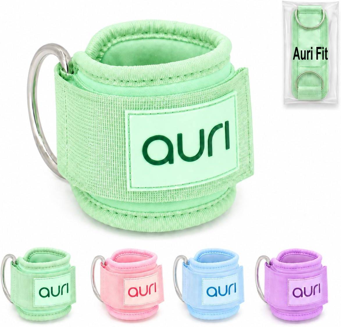 Auri Fit Padded Ankle Strap with Stainless Steel D-Ring - Plush, Luxury, Aesthetic Neoprene for Comfort and Support for Glute, Leg, & Booty Workouts - Cable Exercise Machines, Kick