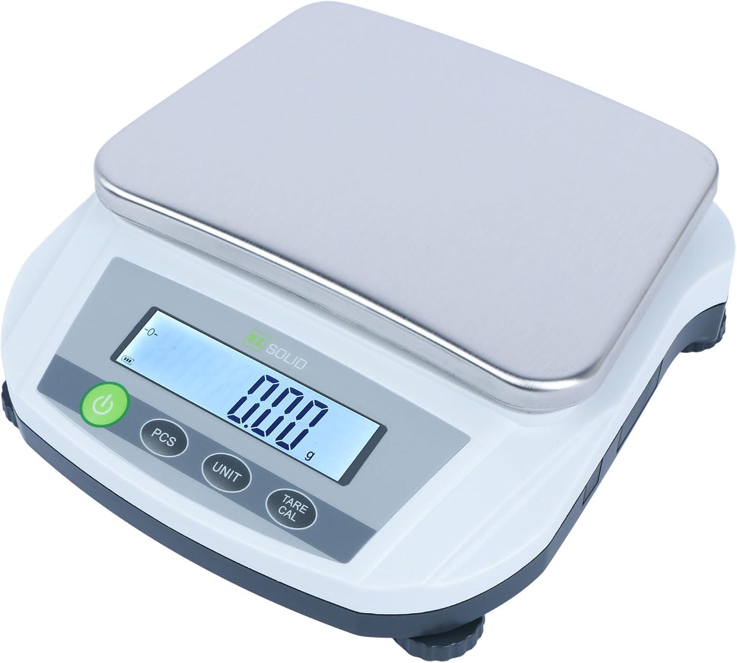 U.S. Solid Analytical Balance, 5000g/11lb x 0.01g Digital Precision Scale, Piece Counting, g/ct/oz/lb, 7.6" x 5.6" Rectangular Pan, 100-240V AC, Kitchen, Jewelry, Scientific Use