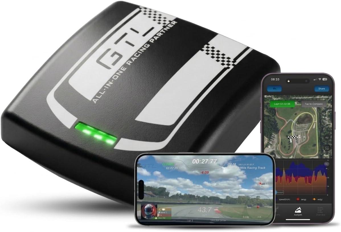 GTLaunch 20Hz GPS Based Performance Meter Box with 6-axis Motion Sensor, Car & Motorcycle Lap Timer & Drag Meter, Standalone Racing Data Logger with High-Precision Tracking