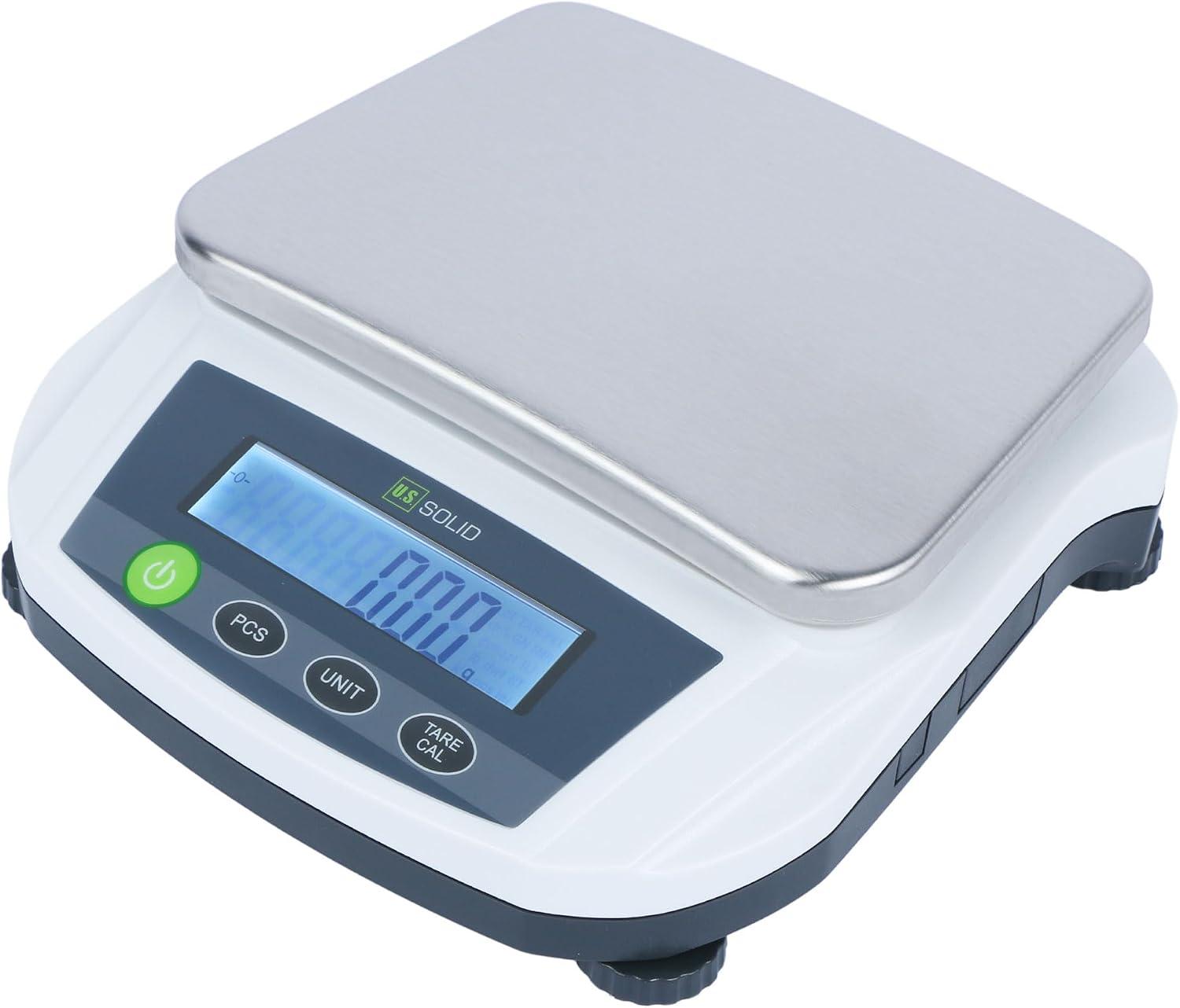 U.S. Solid Precision Balance, 5000g/11 lbs x 0.01g Digital Analytical Scale, Piece Counting, g/ct/oz/lb, 7.5" x 5.5" Rectangular Weighing Pan, Kitchen, Jewelry, Scientific Lab Use,