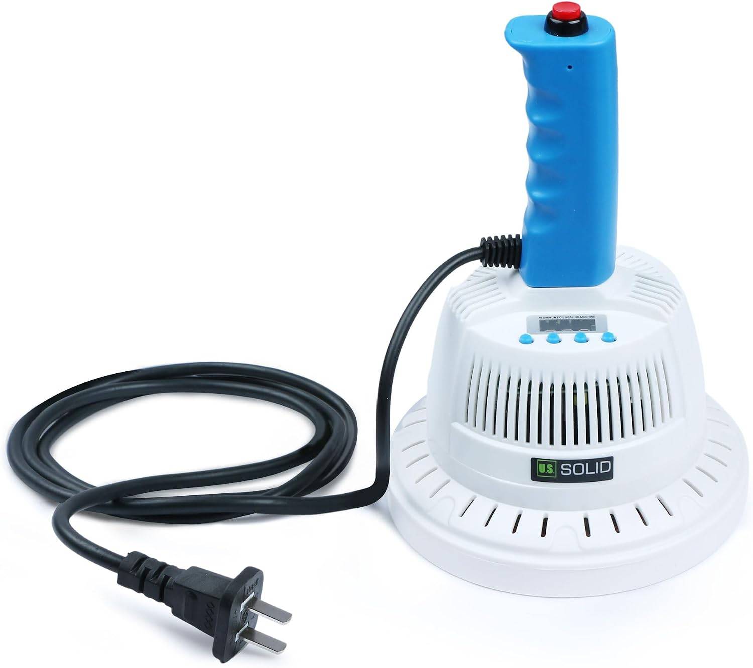 U.S. Solid Handheld Induction Sealer, 20-130mm Adjustable, Portable Electromagnetic Heat Cap Seal Machine for Plastic & Glass Bottles, Power & Time Control, Ideal for Packaging & S