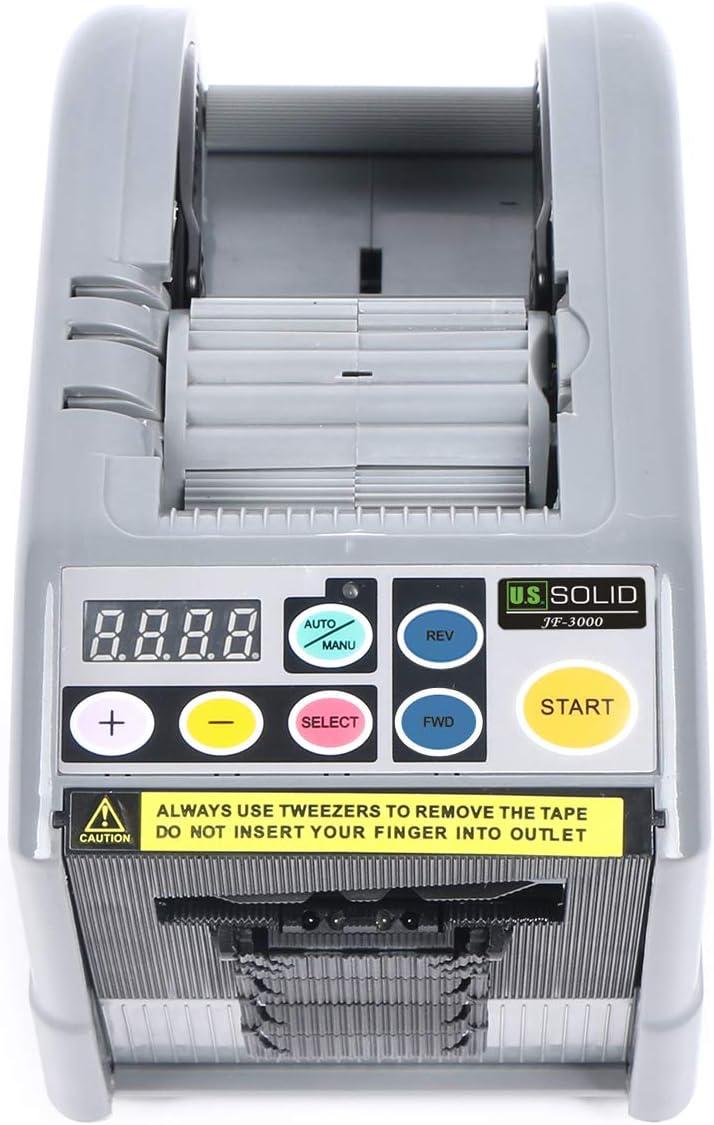 U.S. Solid Automatic Tape Dispenser, Electric Tape and Ribbon Cutting Machine, Dual Reel, Digital Length 5-999 mm, Tape Width 6-60 mm, Countdown Cutting to 999, up to 11.8 in Roll