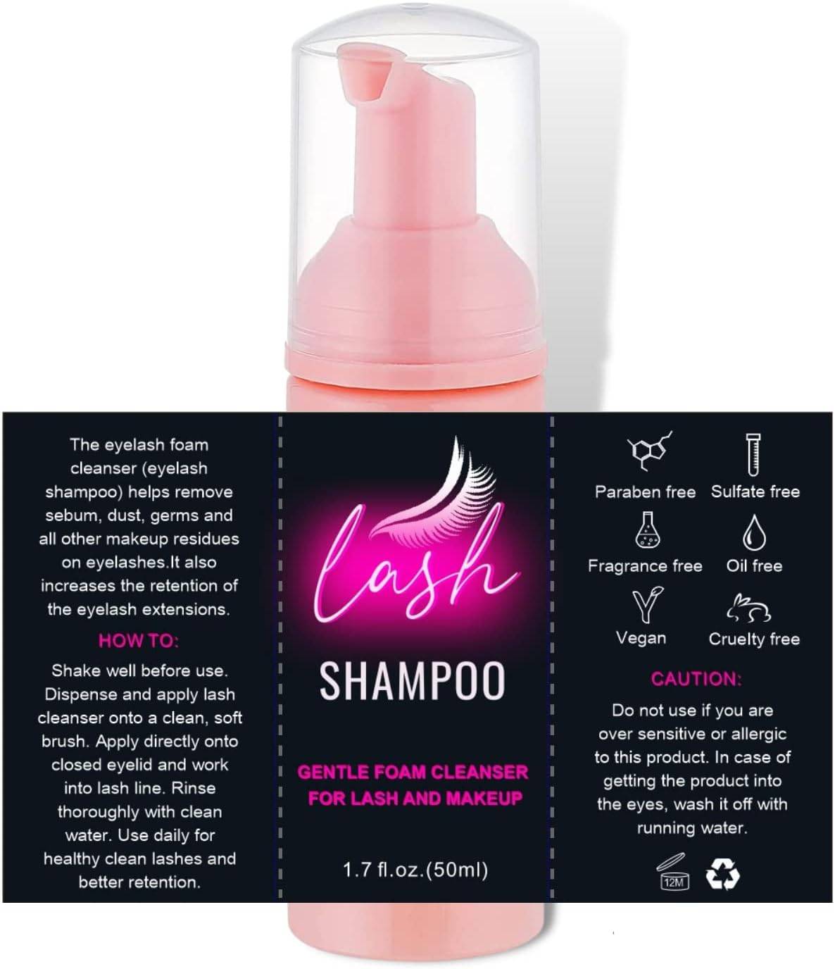 Lash Shampoo Label Stickers for Bottle 50pcs Eyelash Extensions Bath Wash Labels for Foam Pump Dispenser
