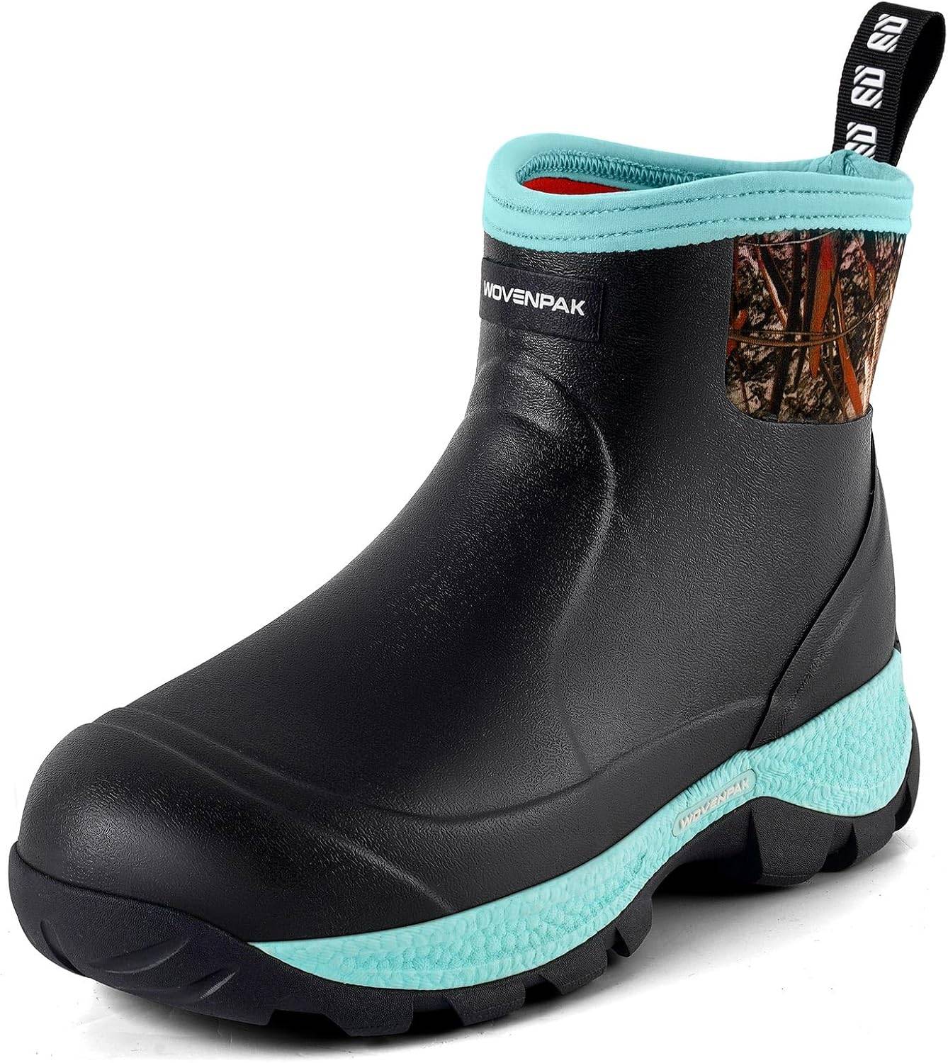 WOVENPAK Ankle Boots for Women, Rubber Rain Boots Waterproof Women, Ankle Garden Mud Boots Shoes, Rubber Boots for Womens Insulated Lightweight Short Boot Outdoor, Garden, Yard Wor