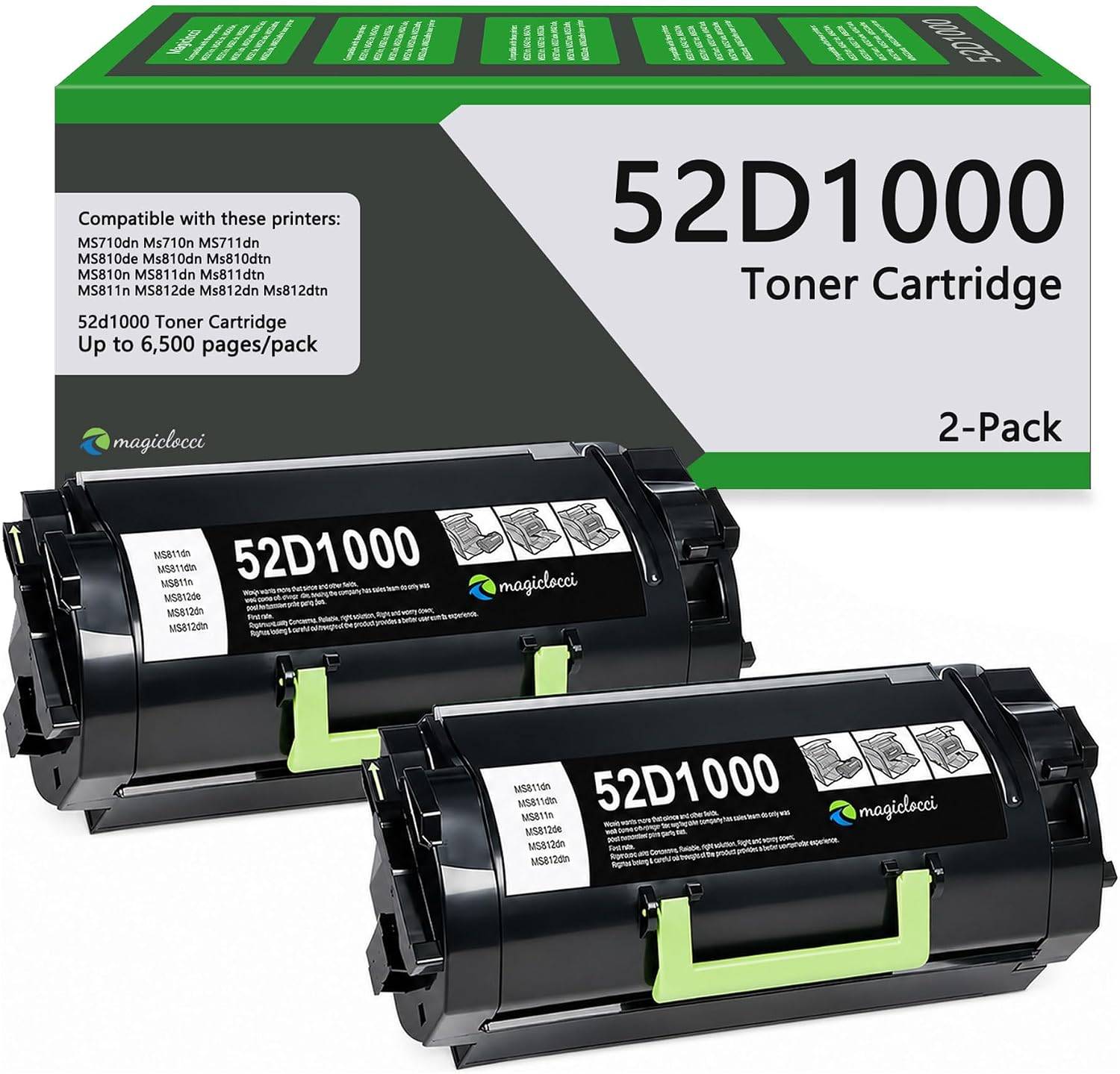 magiclocci 52D1000 Black High Yield Toner Cartridge (2-Pack)