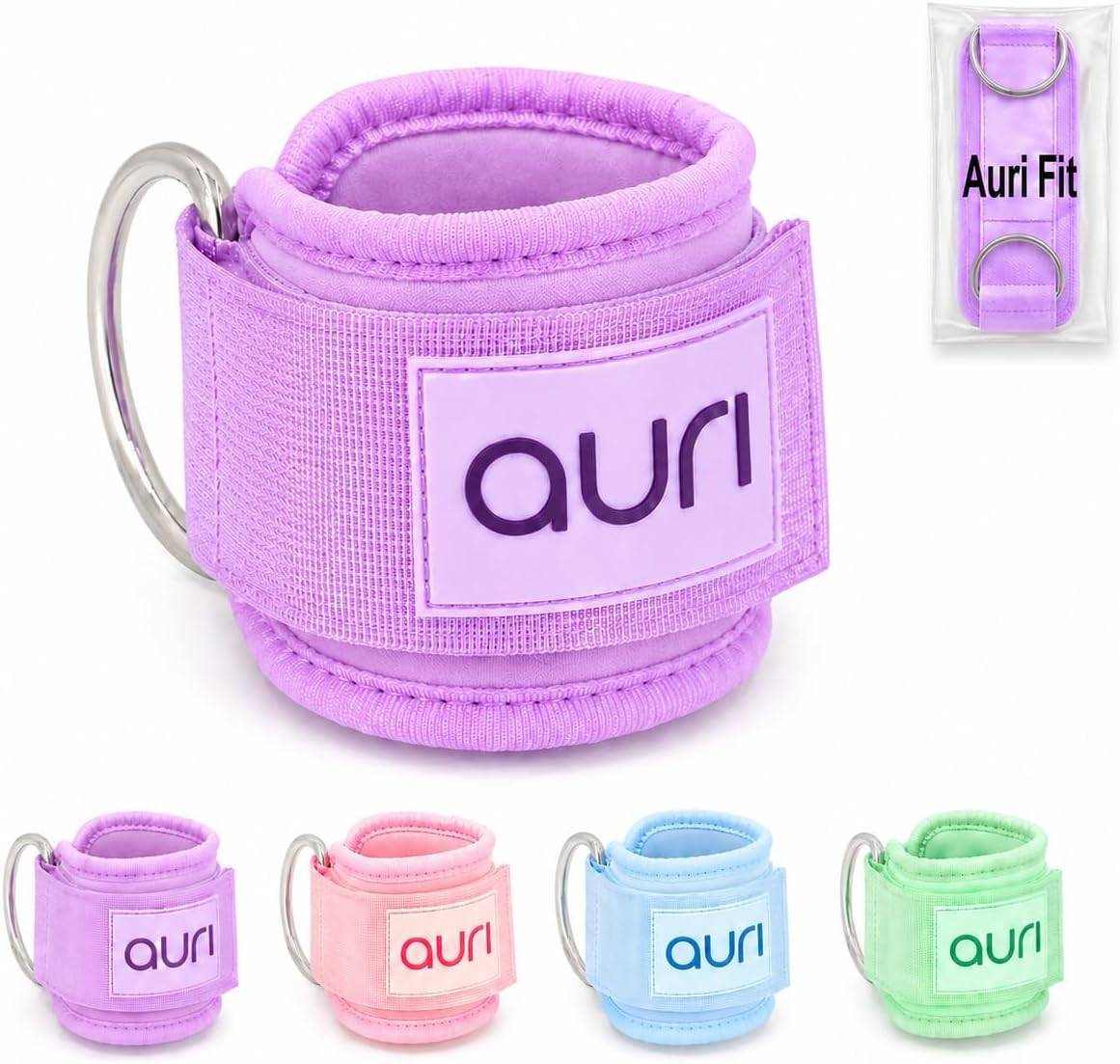 Auri Fit Padded Ankle Strap with Stainless Steel D-Ring - Plush, Luxury, Aesthetic Neoprene for Comfort and Support for Glute, Leg, & Booty Workouts - Cable Exercise Machines, Kick