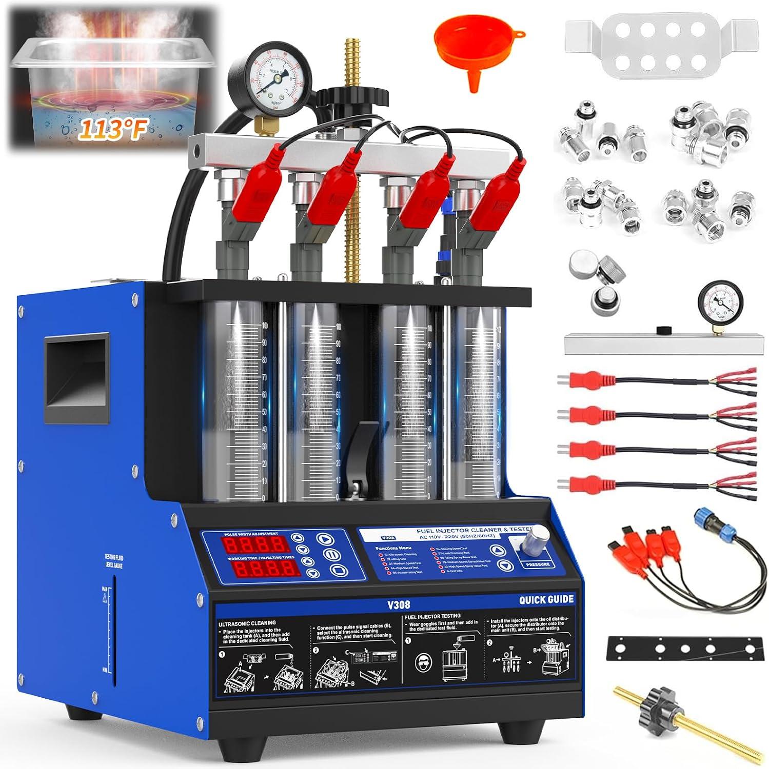 BELEY V308 Fuel Injector Cleaner Tester Machine with Heated Ultrasonic