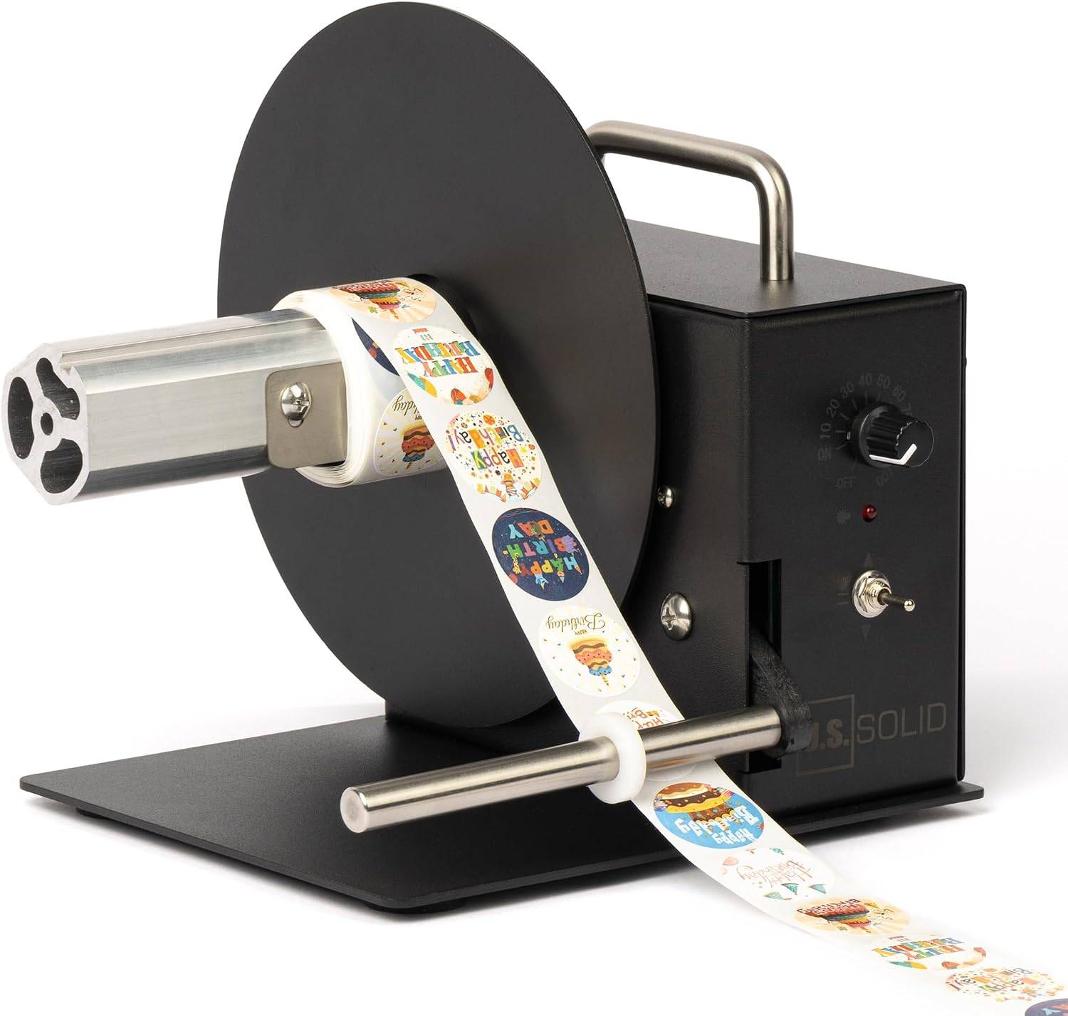 U.S. Solid Automatic Label Rewinder, 1.5"/3" Core Holder, 4.1" Wide, Roll Diameter 7", Bidirectional Rewinding