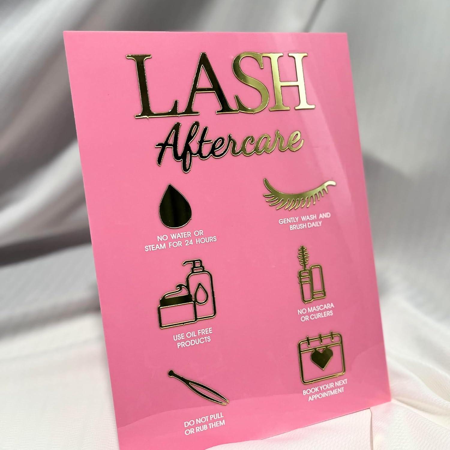 Lash Extension Aftercare Acrylic Advice Sign for Lash Room Decor Eyelash Extension Business Essentialb Lash Tech Must Haves(7.5 * 10.5)