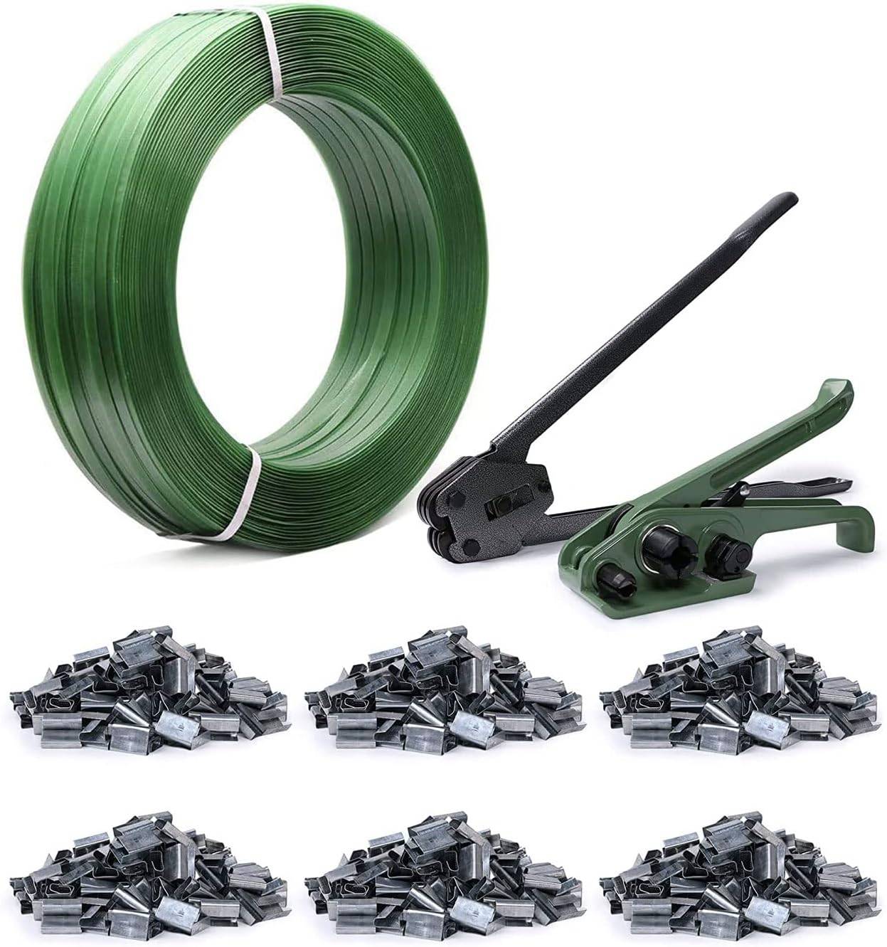 U.S. Solid Heavy Duty Strapping Kit with Tensioner and Sealer Tool, 5/8 in x 0.031 in x 1970 ft PET Polyester Strapping Roll, 600 Open Metal Seals