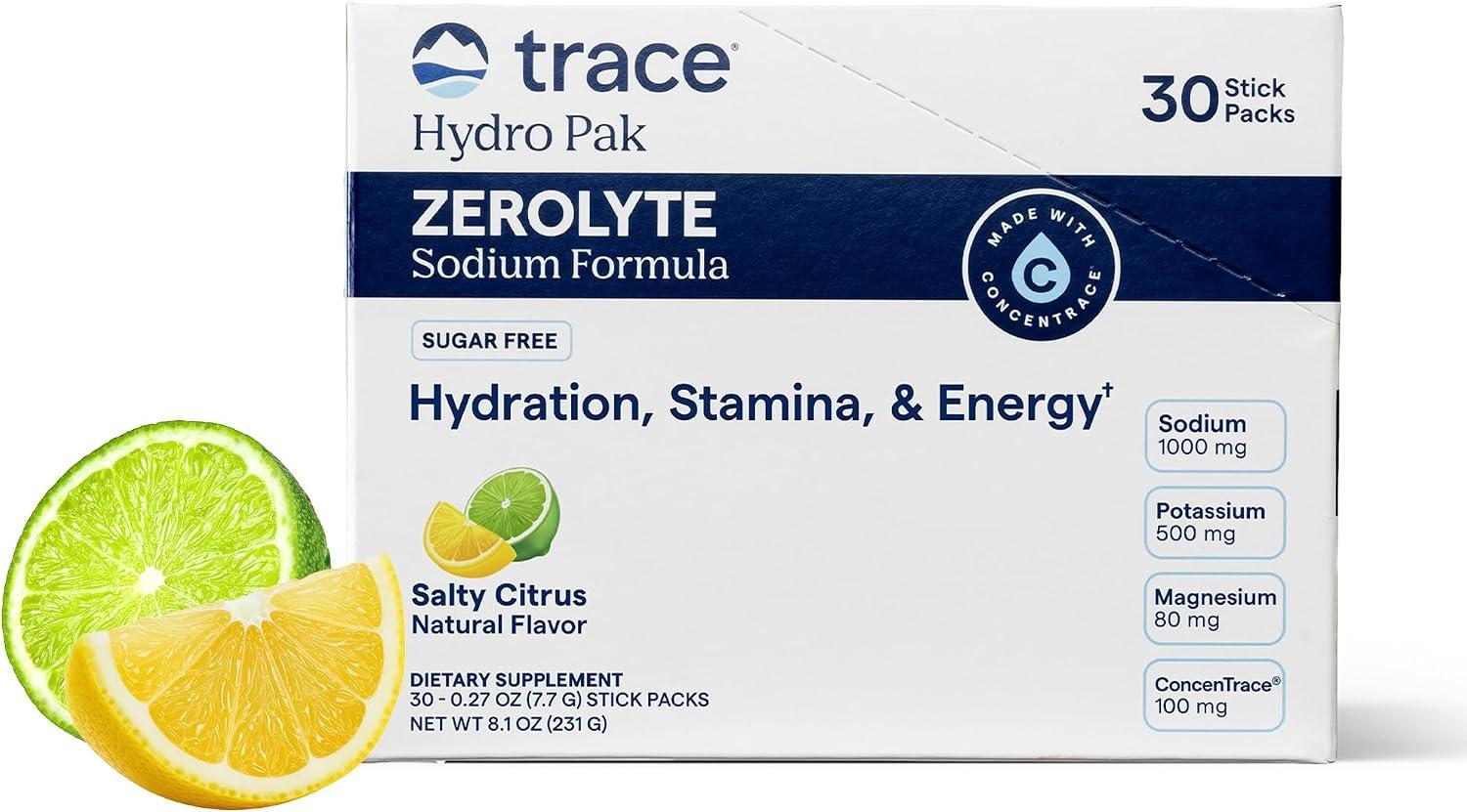 Trace Minerals ZeroLyte Electrolyte Drink Mix, Salty Citrus, 30 Packets