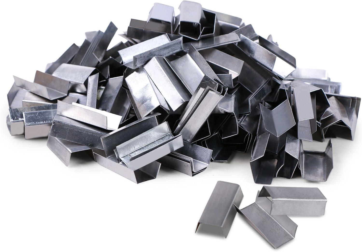 U.S. Solid 300pcs Open Seals Buckles for 5/8" Strap Width Steel Strapping, Sturdy Metal Clips for Pallet Packaging Banding