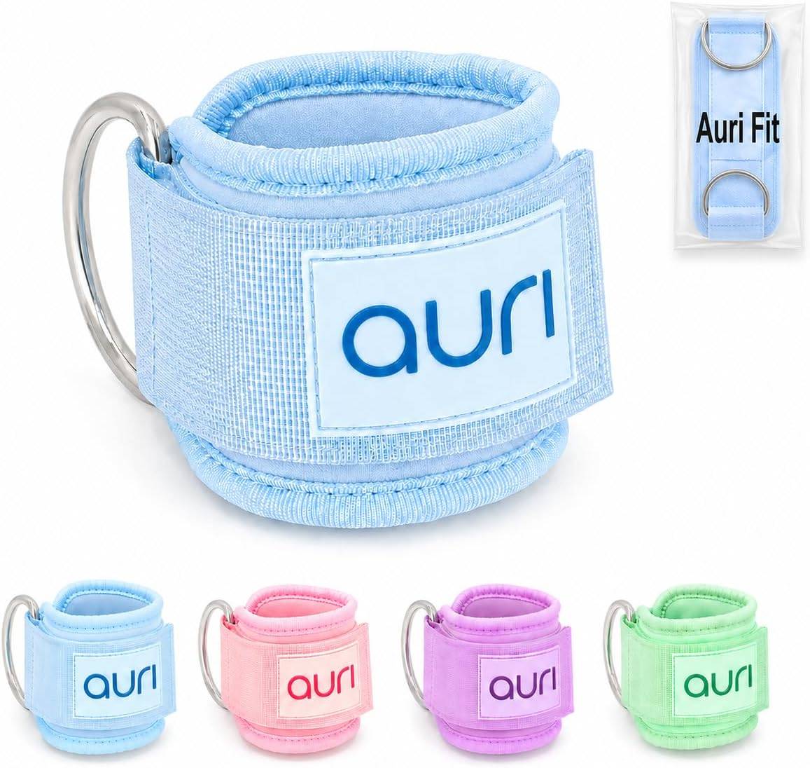 Auri Fit Padded Ankle Strap with Stainless Steel D-Ring - Plush, Luxury, Aesthetic Neoprene for Comfort and Support for Glute, Leg, & Booty Workouts - Cable Exercise Machines, Kick