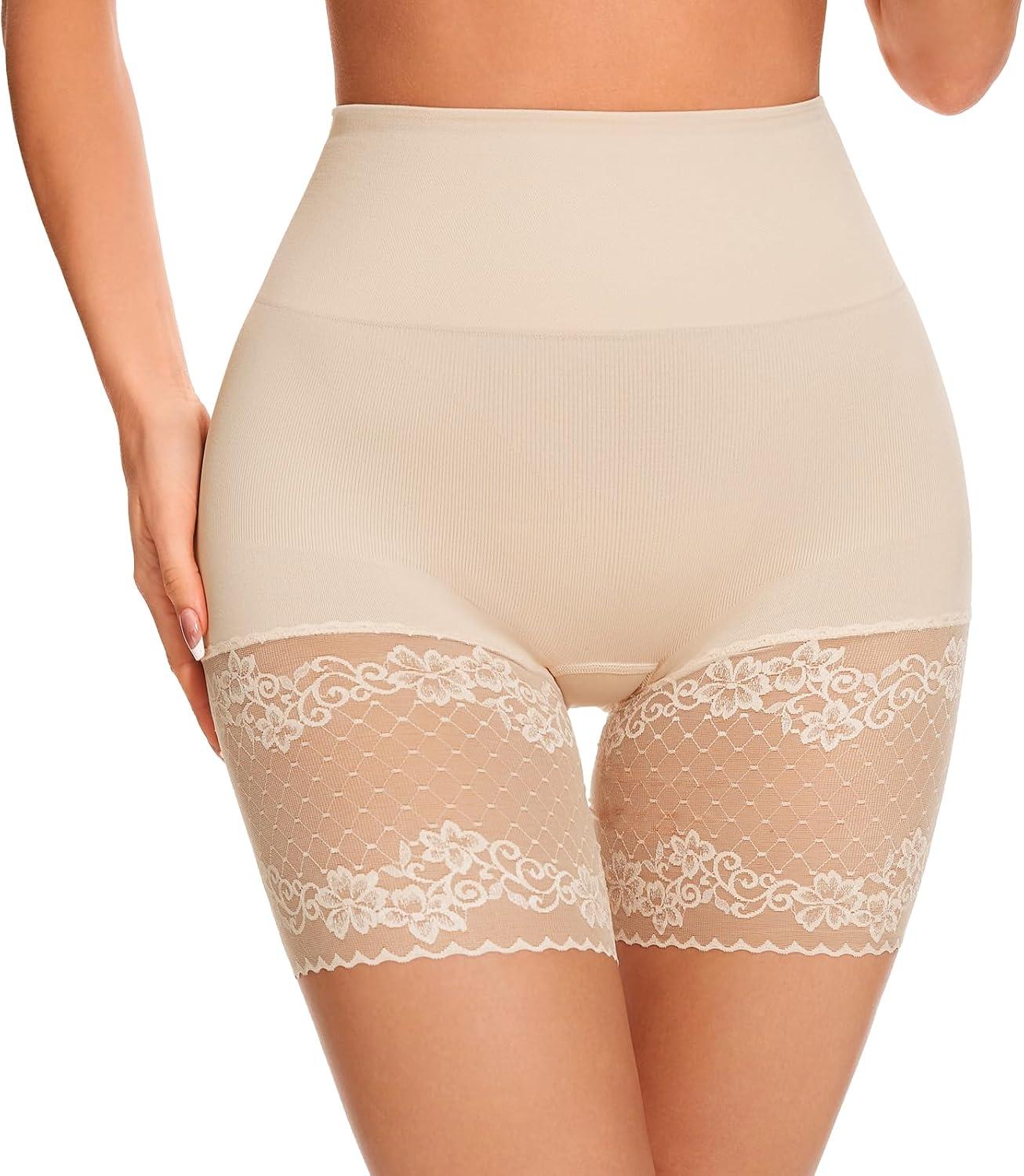 Ellareese Lace Slip Shorts for Under Dresses Anti Chafing Boyshorts Panties Shapewear Shorts for Women Nude