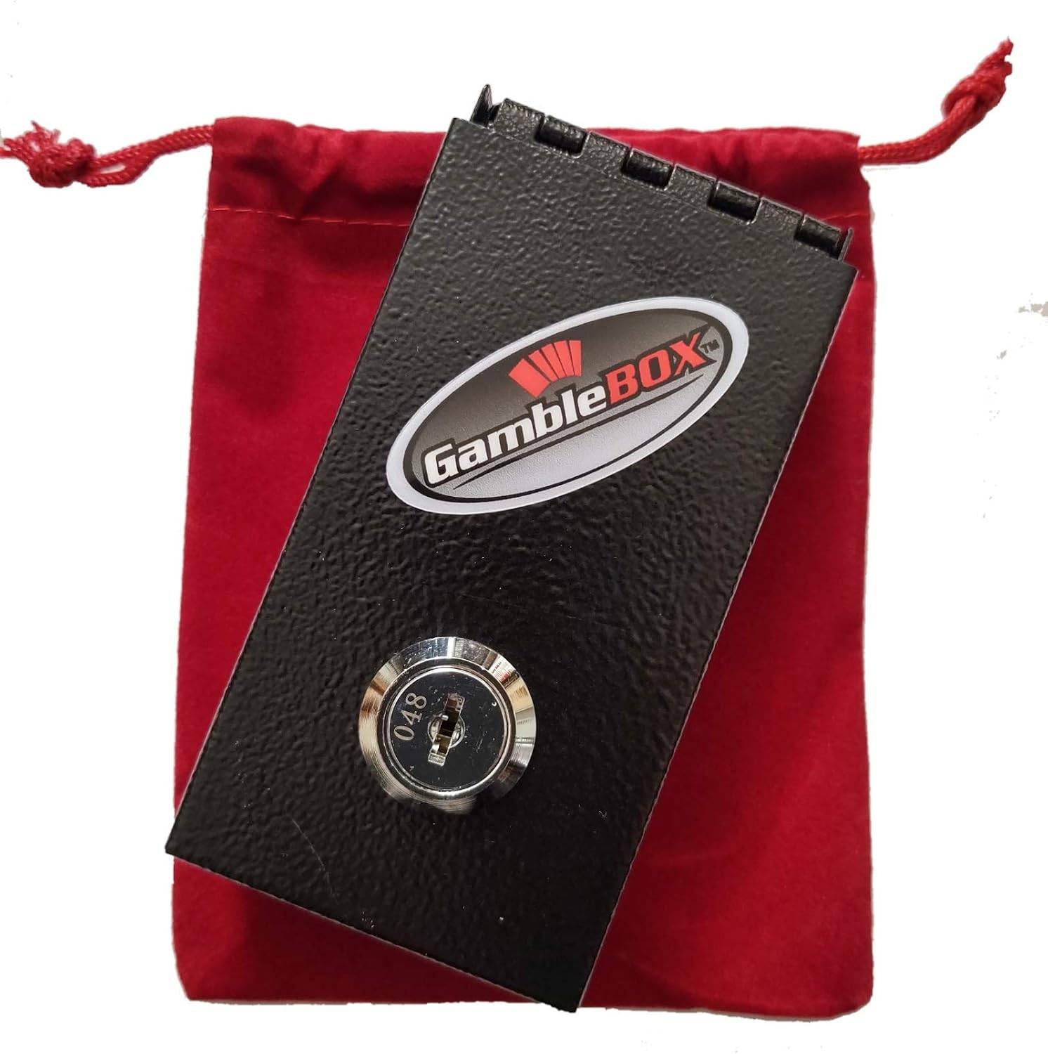 Original USA Gamblebox Gambling Personal Pocket Cash Drop Lock Box Safe Wallet With Red Velvet Carrying Bag