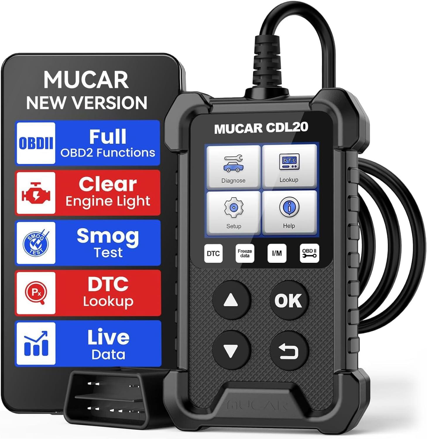 MUCAR CDL20 Universal OBD2 Scanner, Check Engine Car Code Reader with Full OBD2 Functions, Vehicle Info/MIL/EVAP/Freeze Frame/DTC Library, Diagnostic Scan Tool for All OBD II & EOB