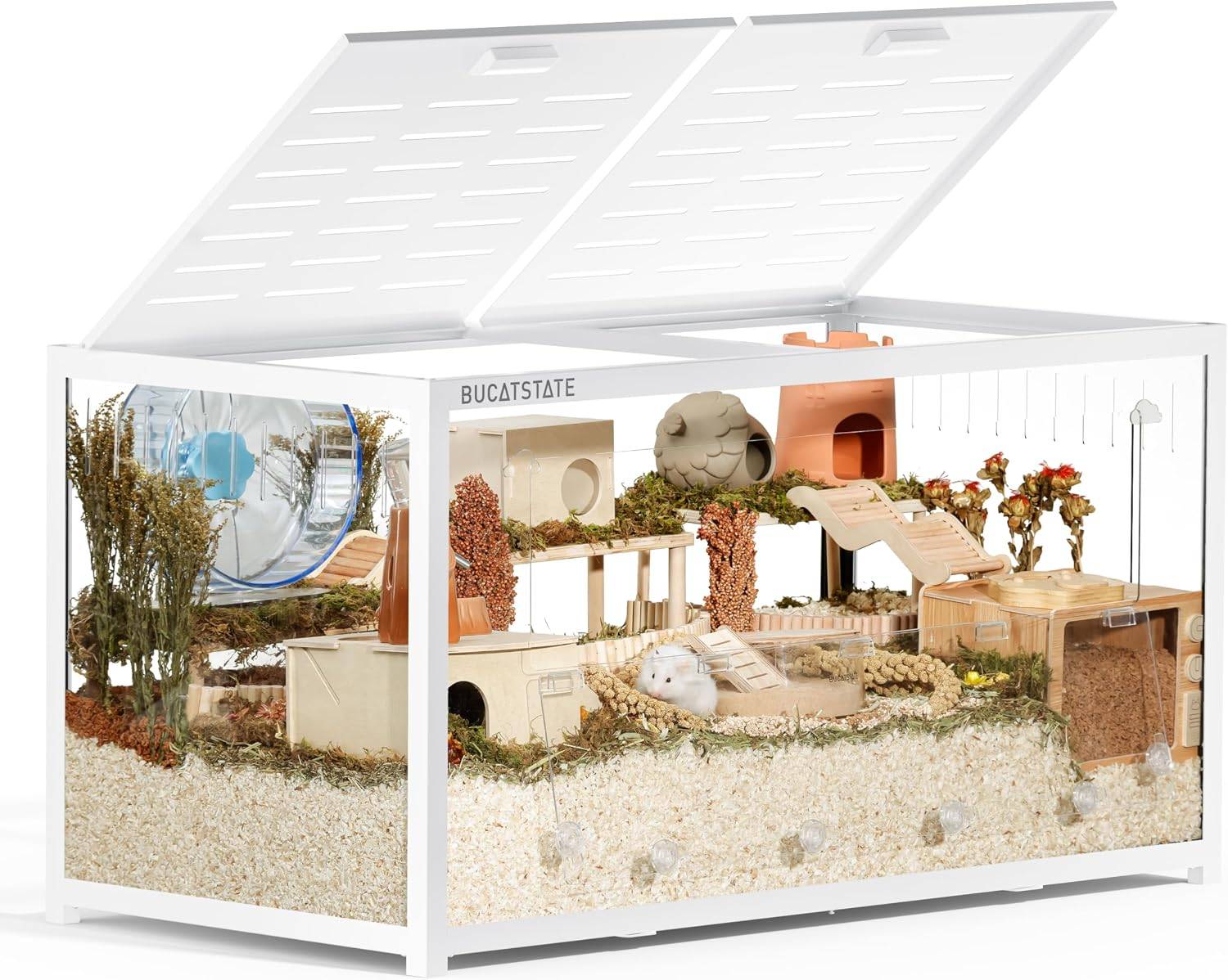 BUCATSTATE Hamster Cage 3.0, Large Hamster Enclosure (39in, White)