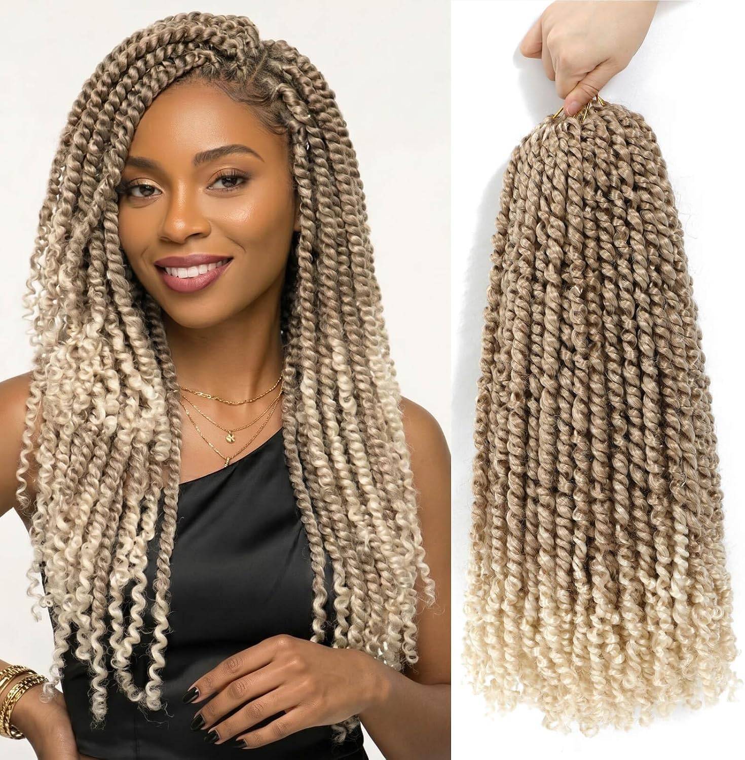 Bestlove Passion Twist Curly Crochet Braids Hair, 18 Inch, 27/613