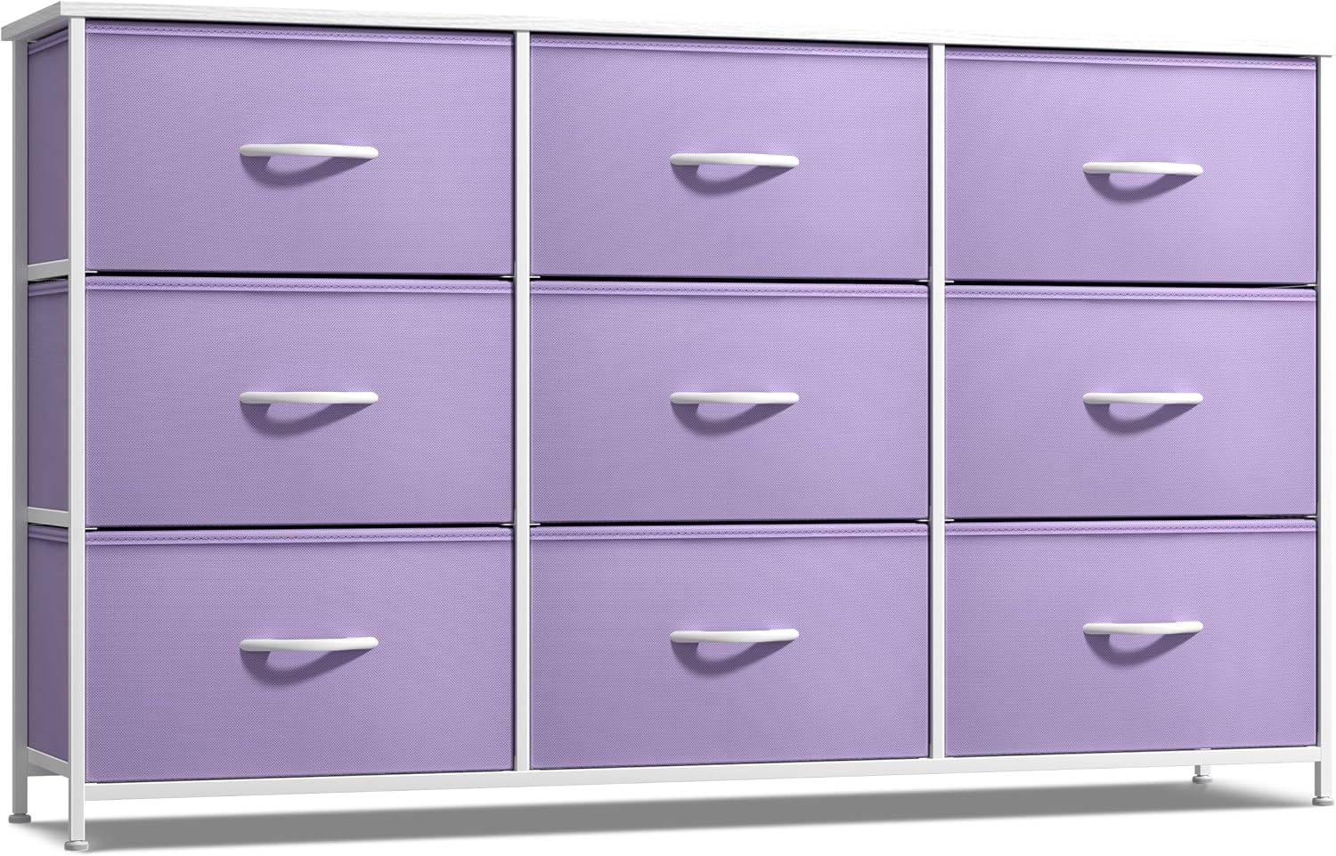 Sorbus 9-Drawer Kids Dresser for Bedroom, Wood Top (Purple)