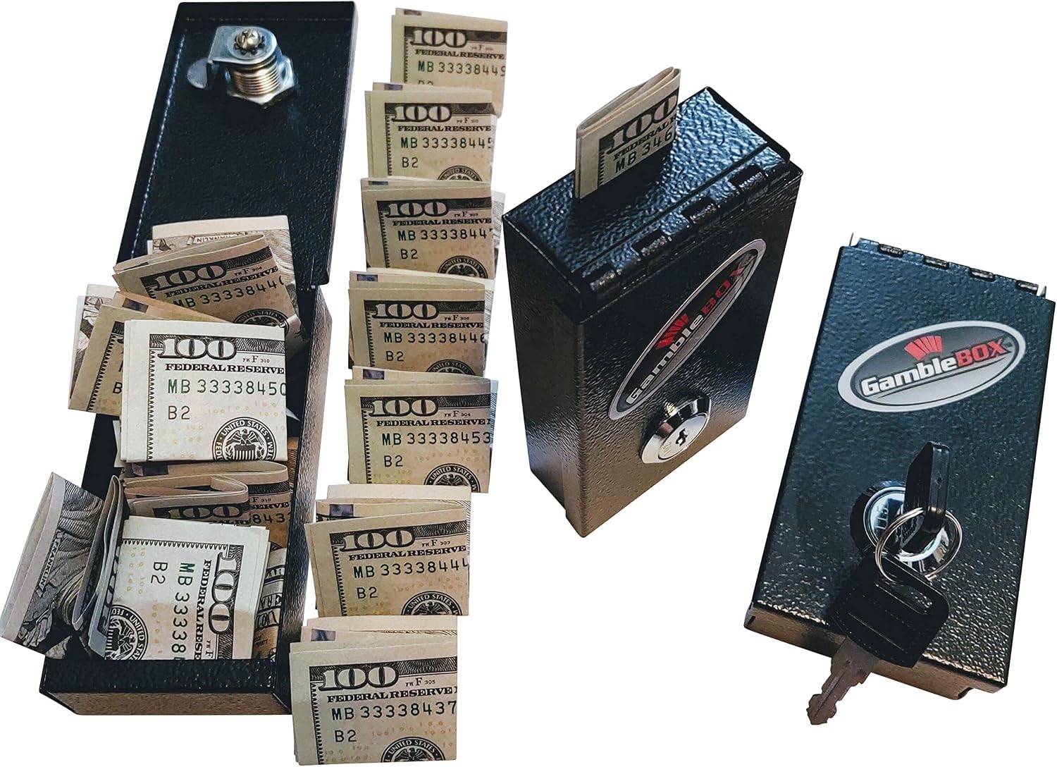 Original USA GambleBox Metal Pocket Sized Gambling Casino Cash Drop Safe Stops Addictive Urges to Gamble Away Your Winnings Best Tricks Tips Leave Keys Home Slip Cash Bills In And
